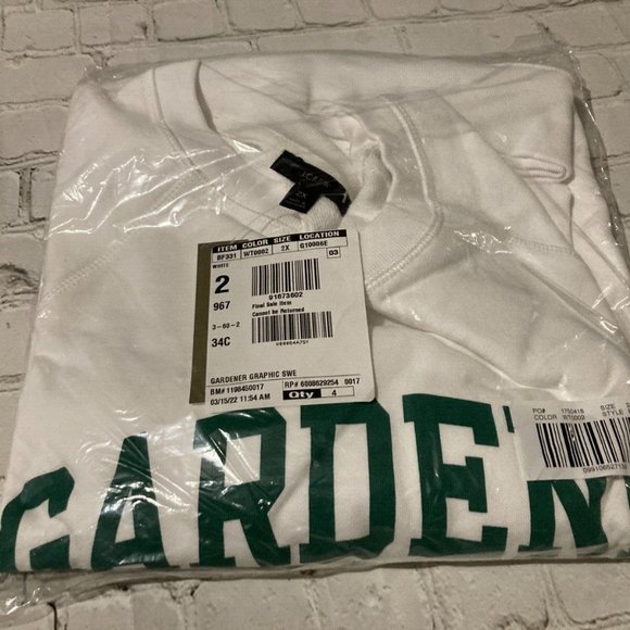 J Crew BF331 NWT Woman Size 2X University Cotton Terry "Gardener" Sweatshirt - Picture 3 of 6